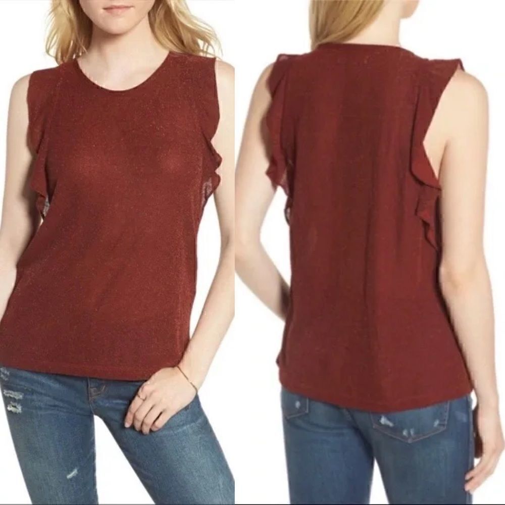 Madewell Metallic Rust Ruffle Tank Top Size XS